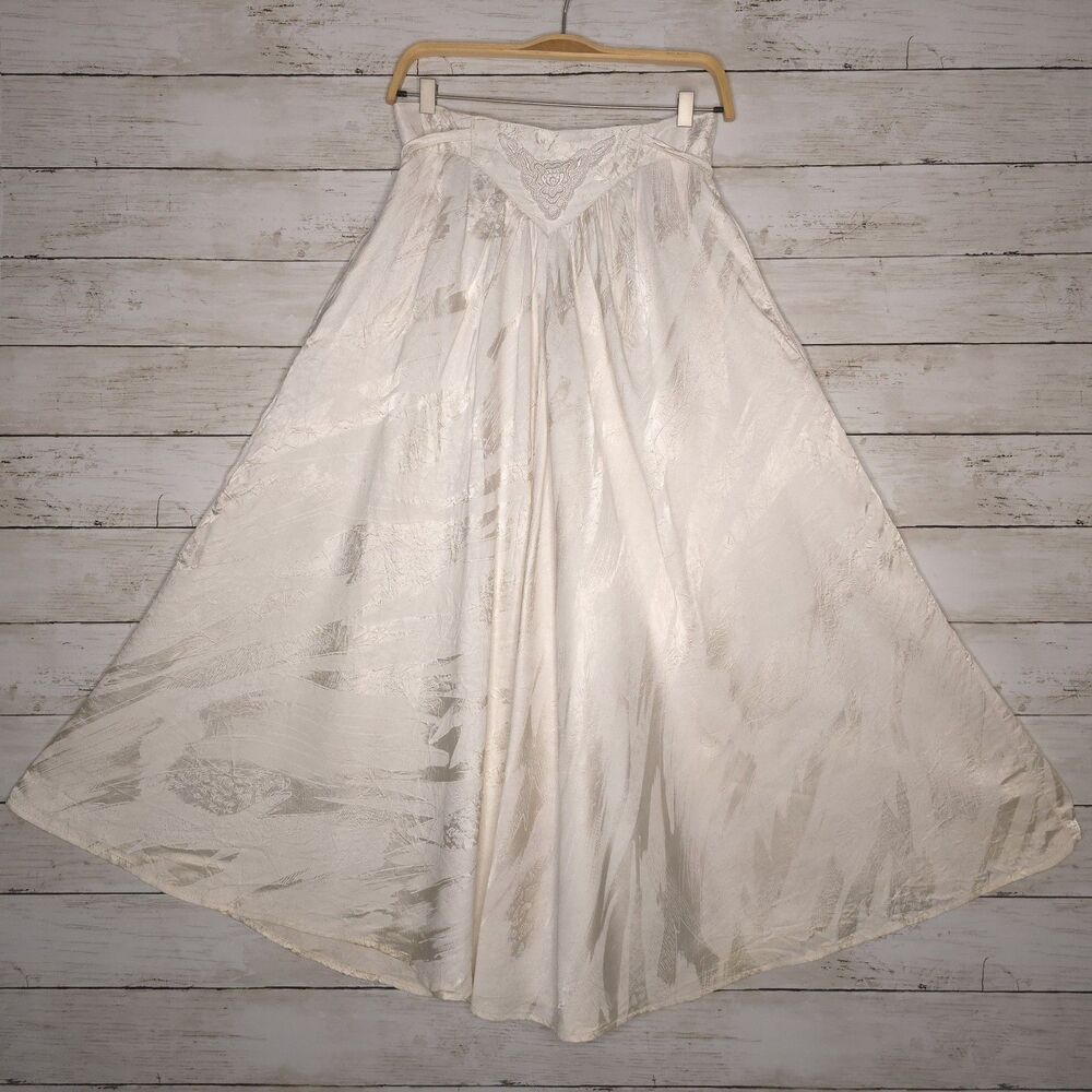 Circle T by Marilyn Lenox Skirt Western White Acetate Size XXS 23.5" Rodeo 80s